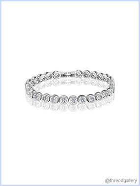 Silver Platinum Plated CZ Tennis Bracelet Round Cubic Zirconia 7 inch